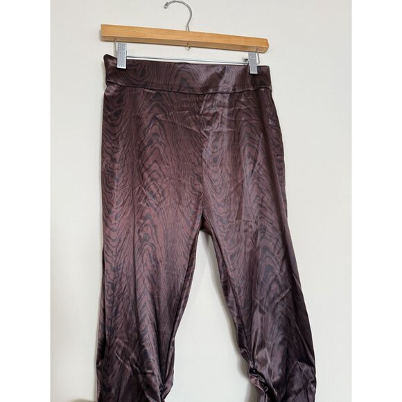 Manière De Voir Women's Brown Satin Woodgrain Ruched Trousers Size 6 Luxury - Picture 4 of 11